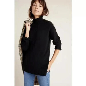 By Anthropologie Margarita Button  Collar Mock Neck Sweater